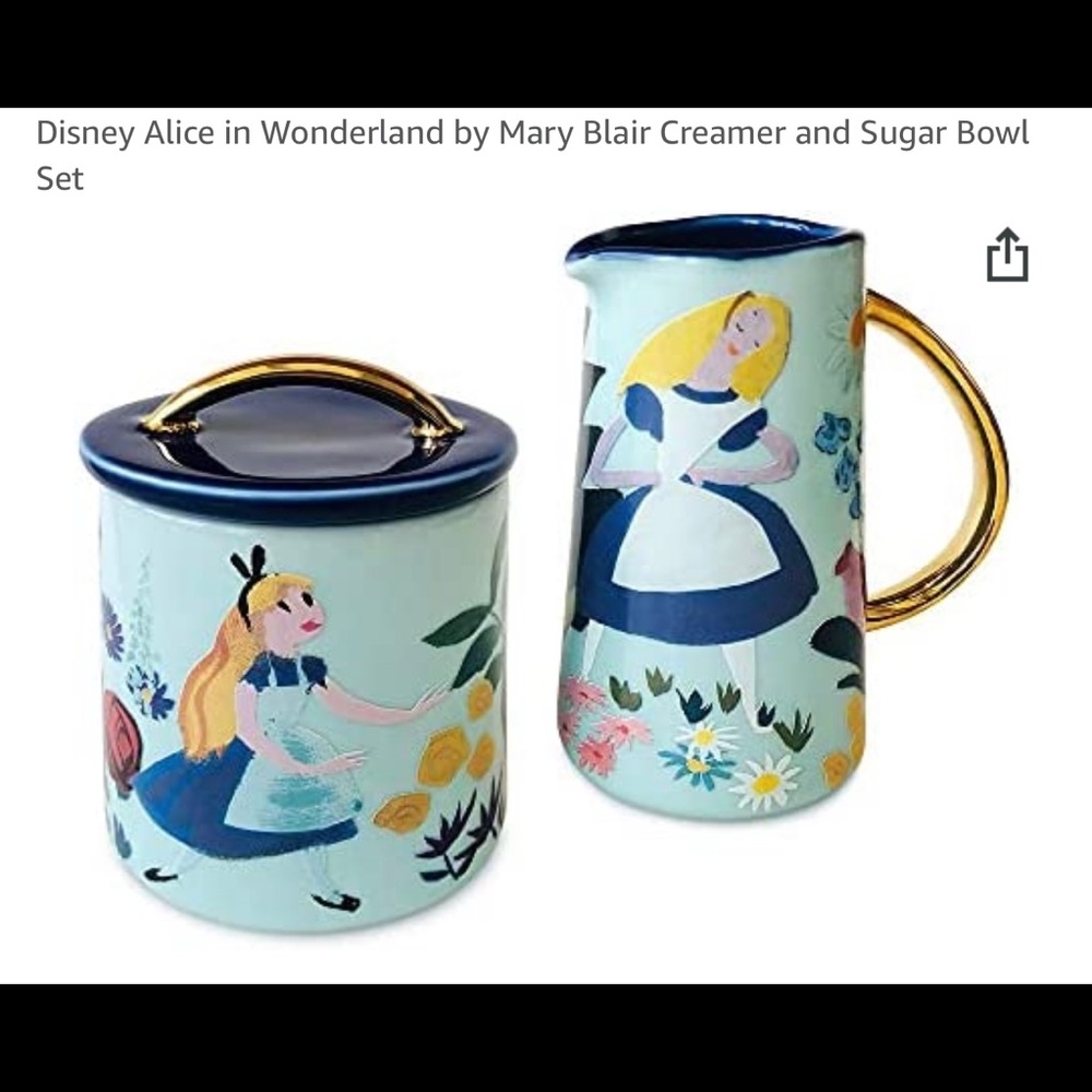 Disney Alice in Wonderland by Mary Blair Creamer and Sugar Bowl Set